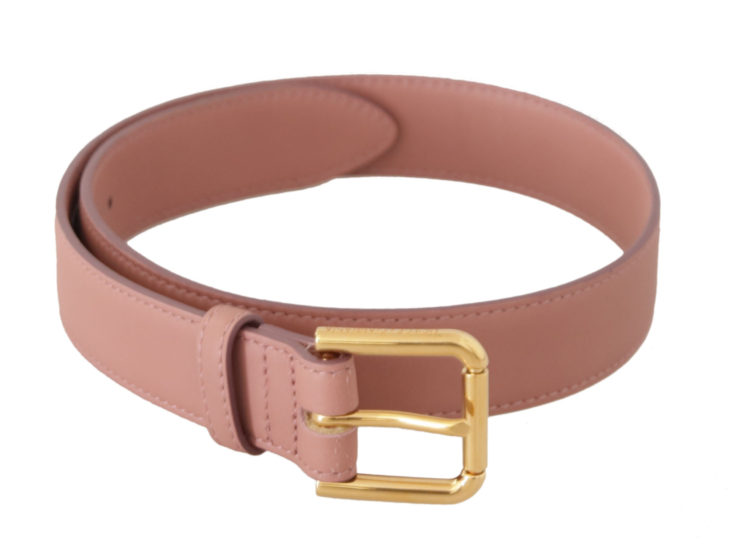 Pink Calf Leather Logo Engraved Metal Buckle Belt - 60-cm-24-inches