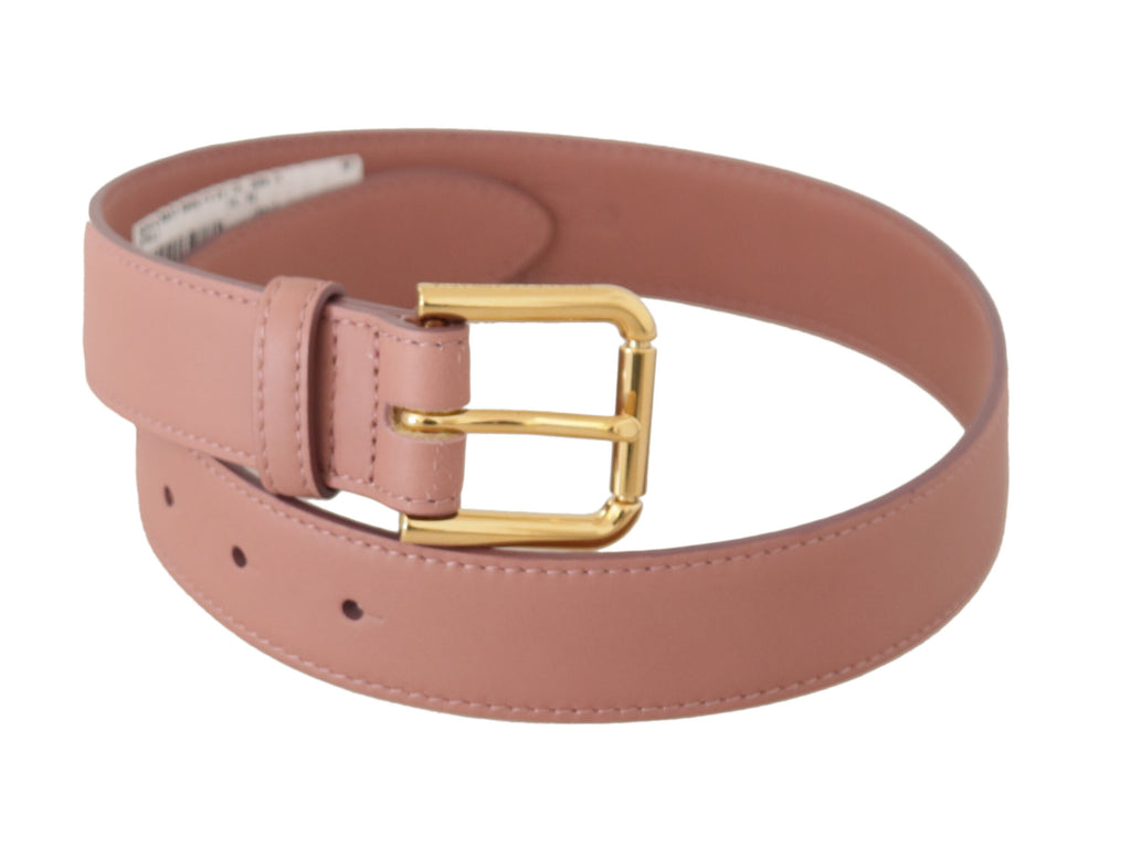 Pink Calf Leather Logo Engraved Metal Buckle Belt - 60-cm-24-inches