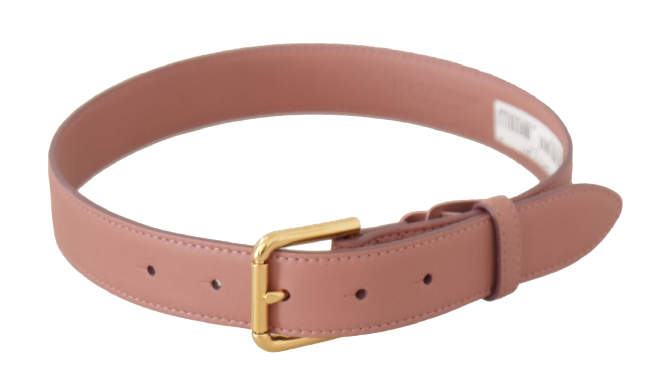 Pink Calf Leather Logo Engraved Metal Buckle Belt - 60-cm-24-inches