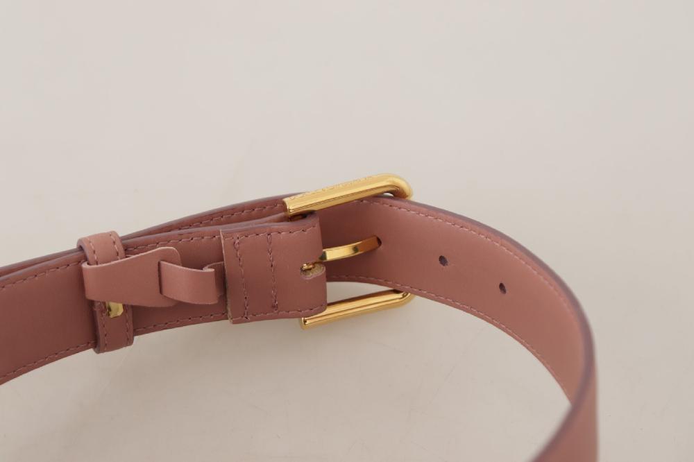 Pink Calf Leather Logo Engraved Metal Buckle Belt - 60-cm-24-inches