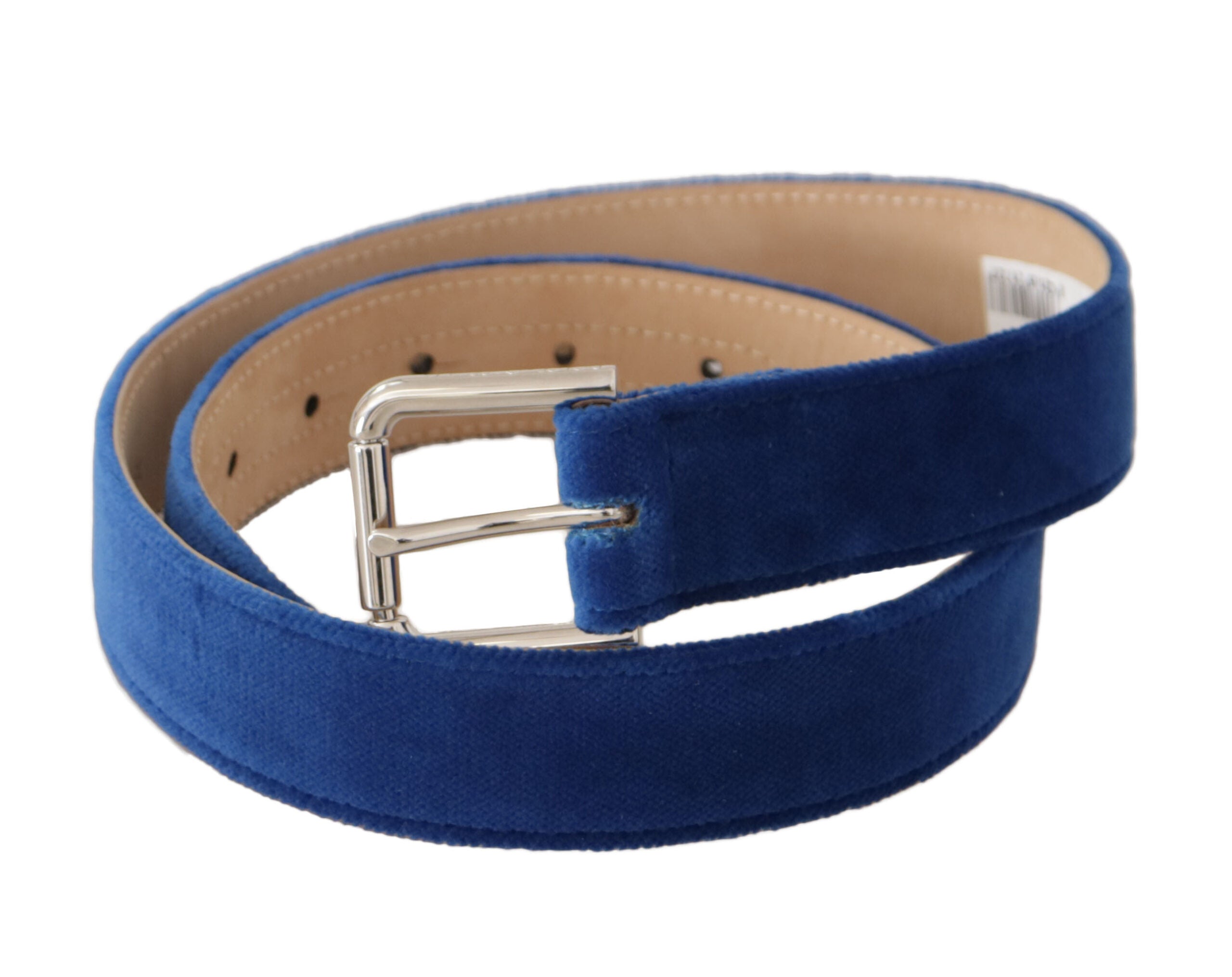 Blue Velvet Silver Logo Engraved Metal Buckle Belt - 75-cm-30-inches