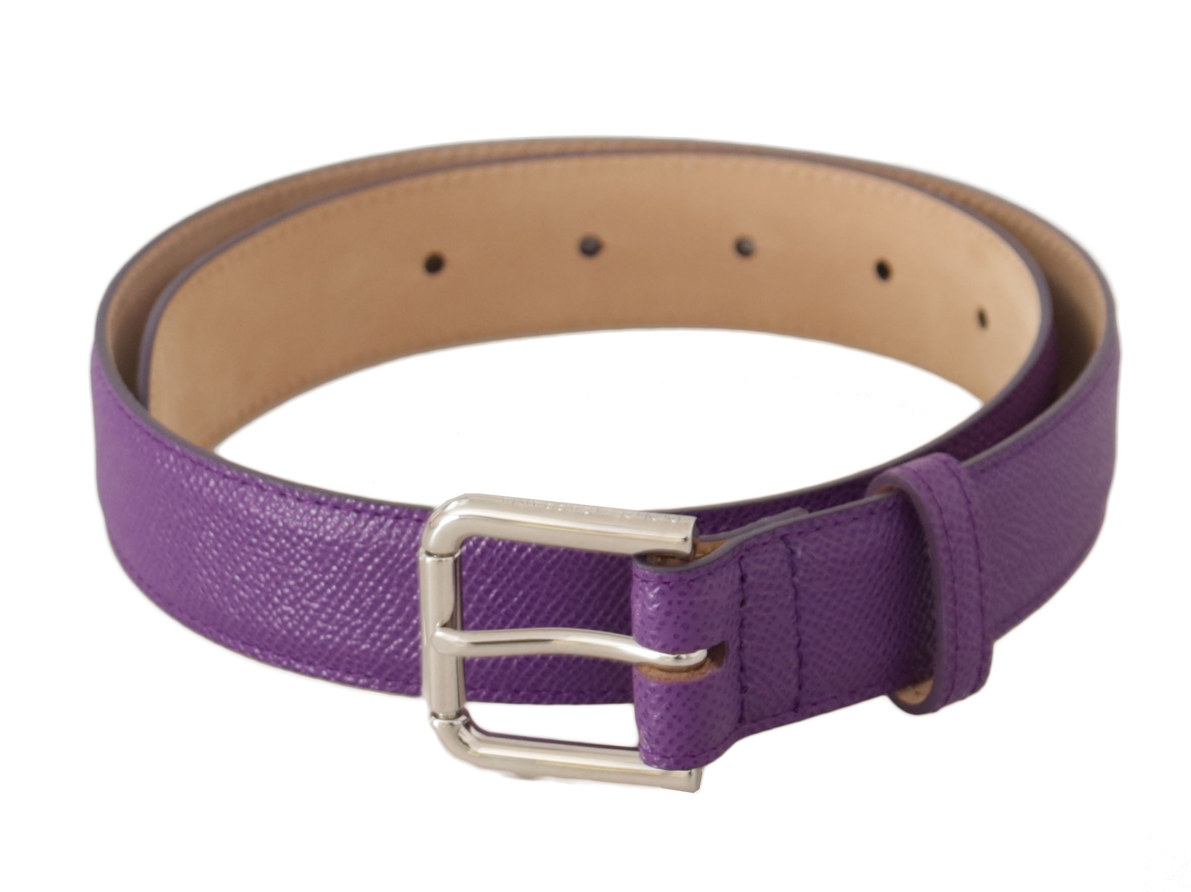 Purple Calfskin Leather Logo Engraved Buckle Belt - 75-cm-30-inches