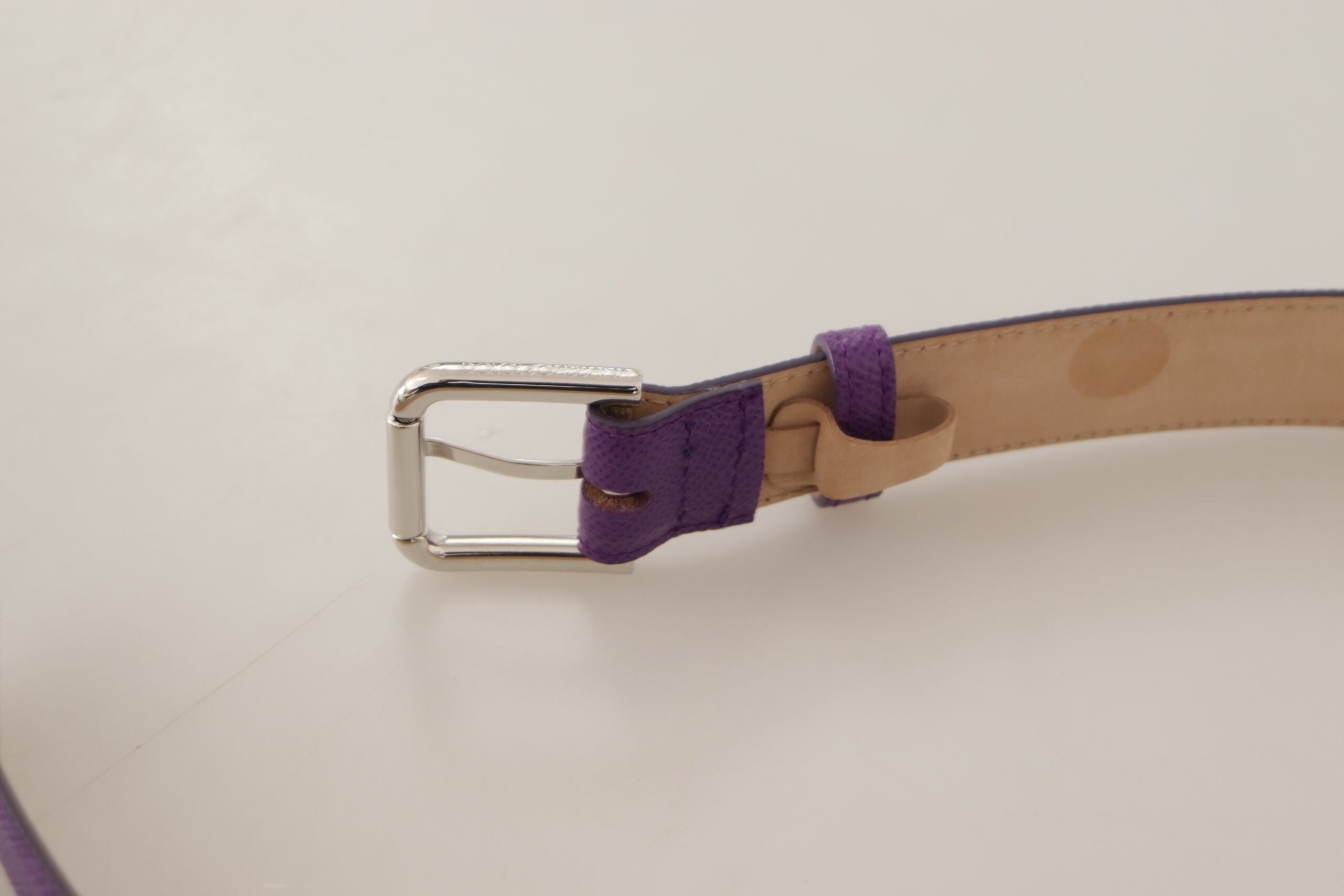 Purple Calfskin Leather Logo Engraved Buckle Belt - 75-cm-30-inches