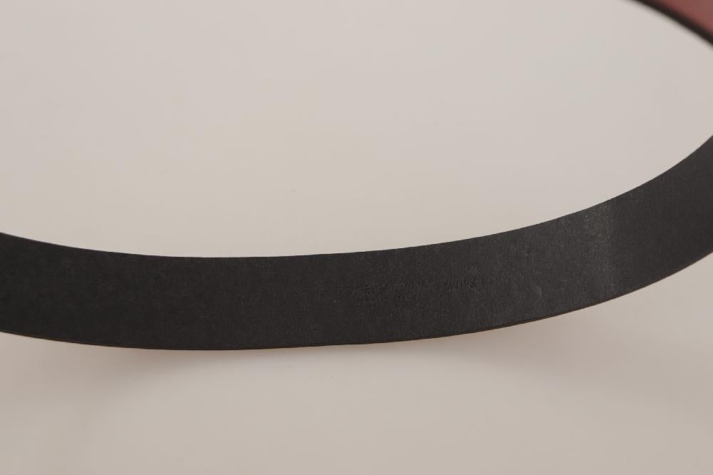 Red Leather Gold Logo Engraved Metal Buckle Belt - 85-cm-34-inches