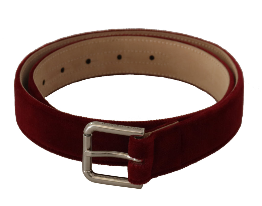 Red Velvet Silver Logo Engraved Metal Buckle Belt - 75-cm-30-inches