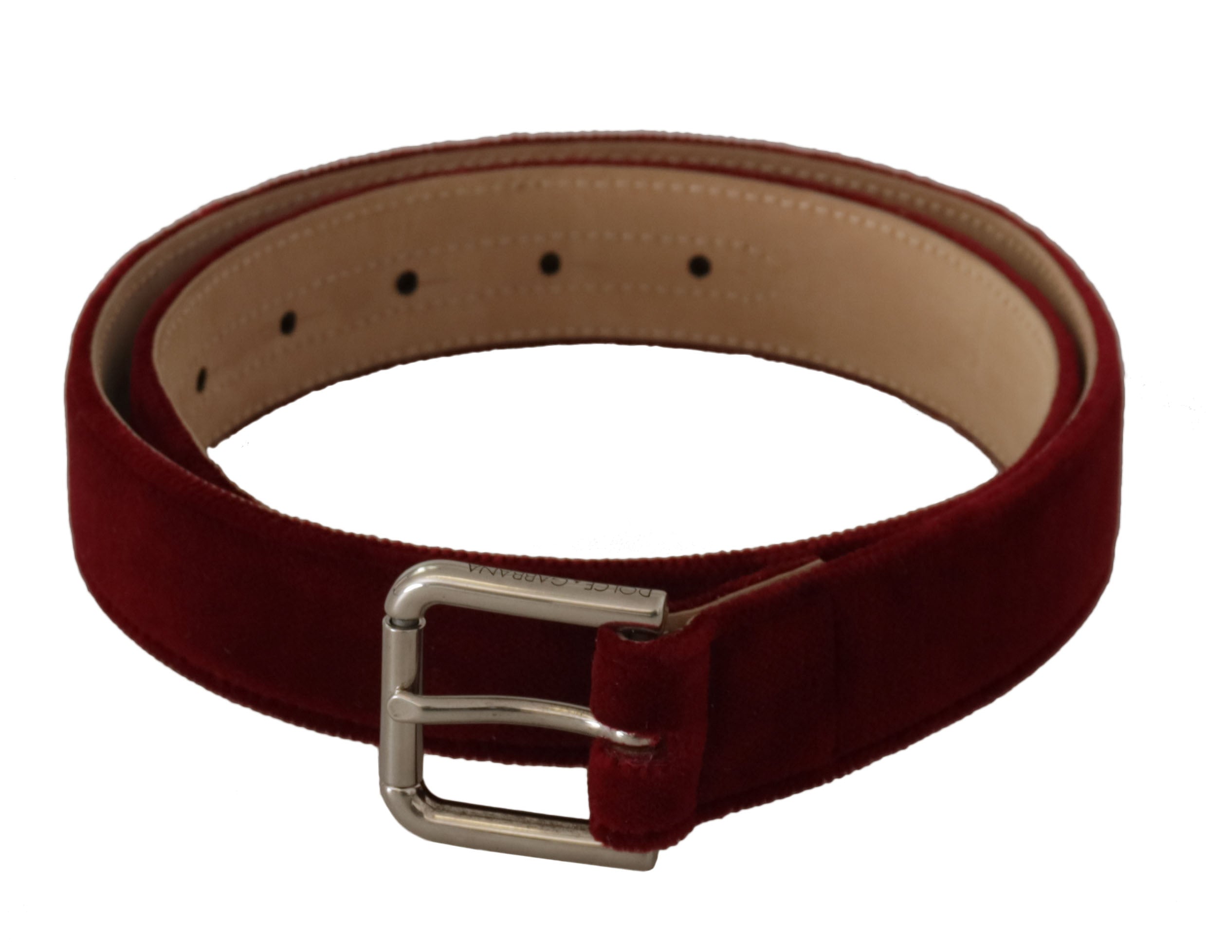 Red Velvet Silver Logo Engraved Metal Buckle Belt - 75-cm-30-inches