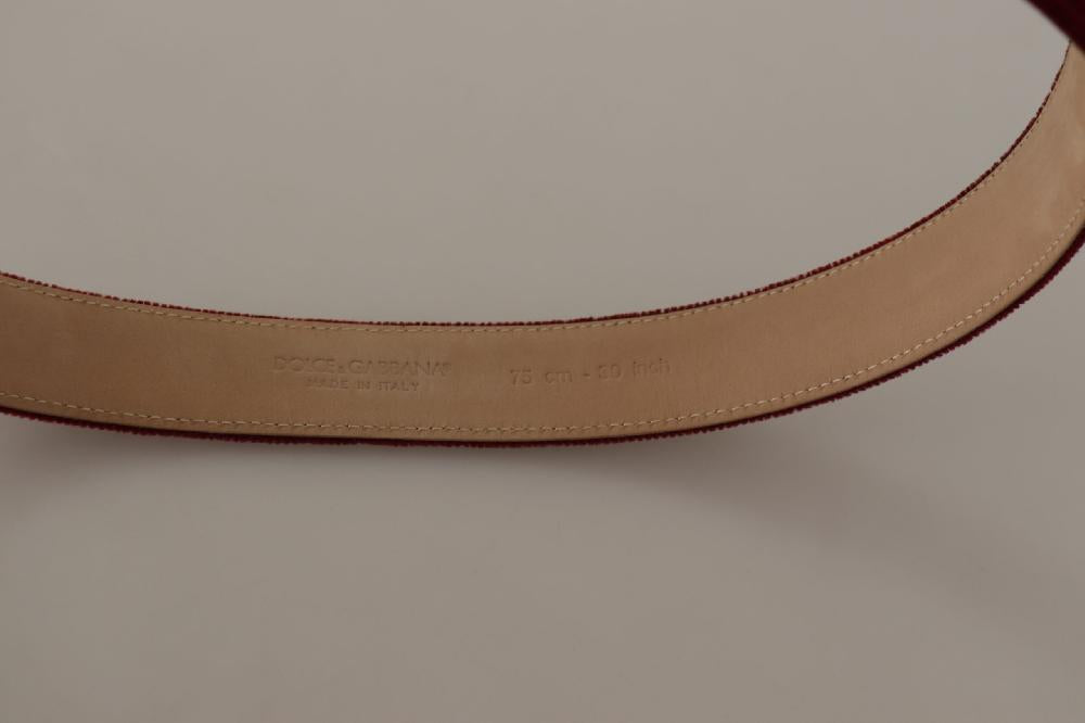 Red Velvet Silver Logo Engraved Metal Buckle Belt - 75-cm-30-inches