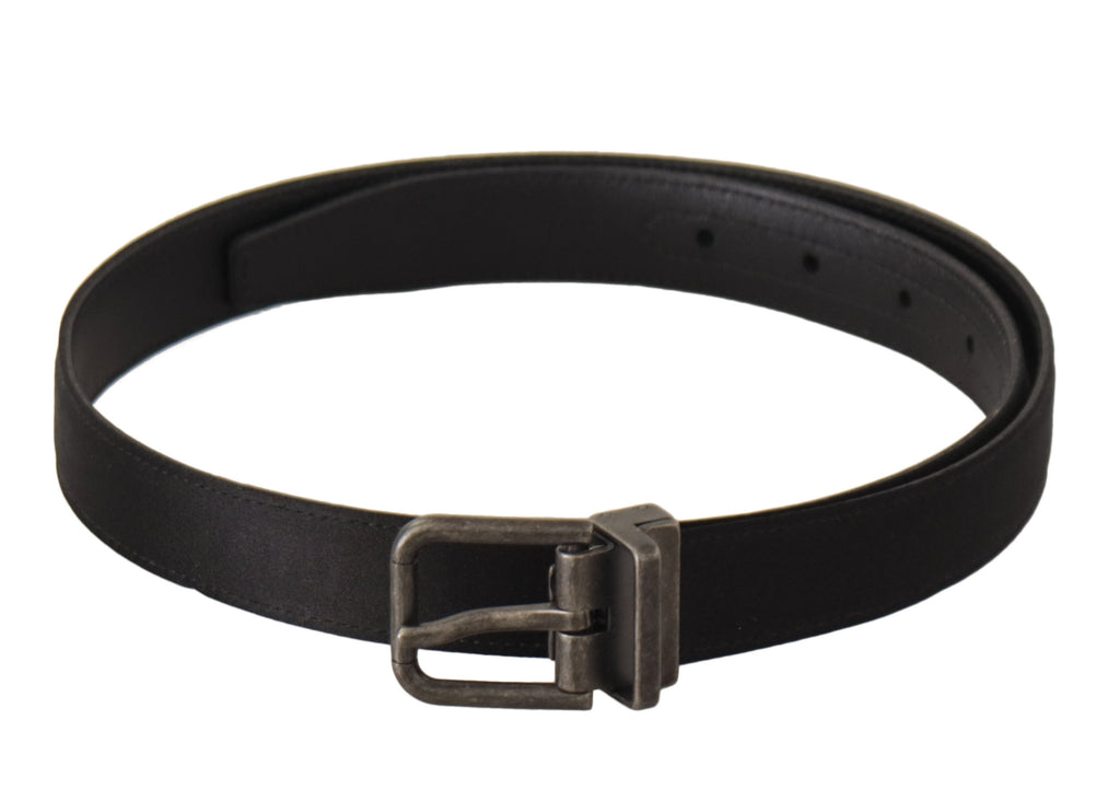Black Calfskin Leather Vintage Metal Buckle Belt - 75-cm-30-inches