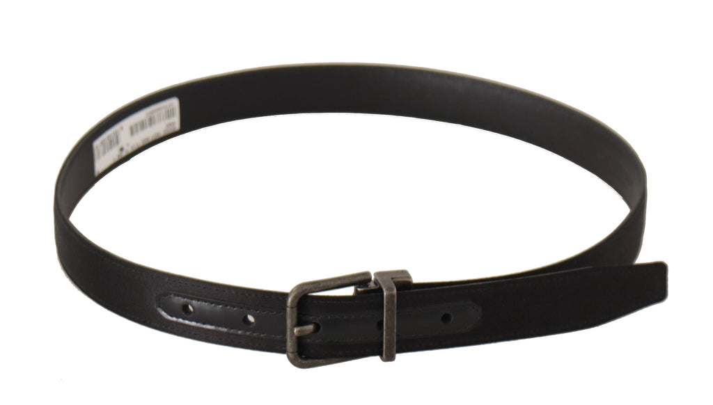 Black Calfskin Leather Vintage Metal Buckle Belt - 75-cm-30-inches