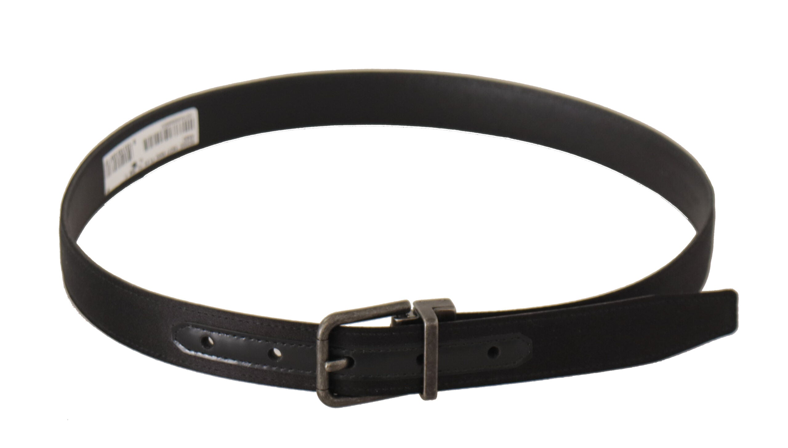 Black Calfskin Leather Vintage Metal Buckle Belt - 75-cm-30-inches
