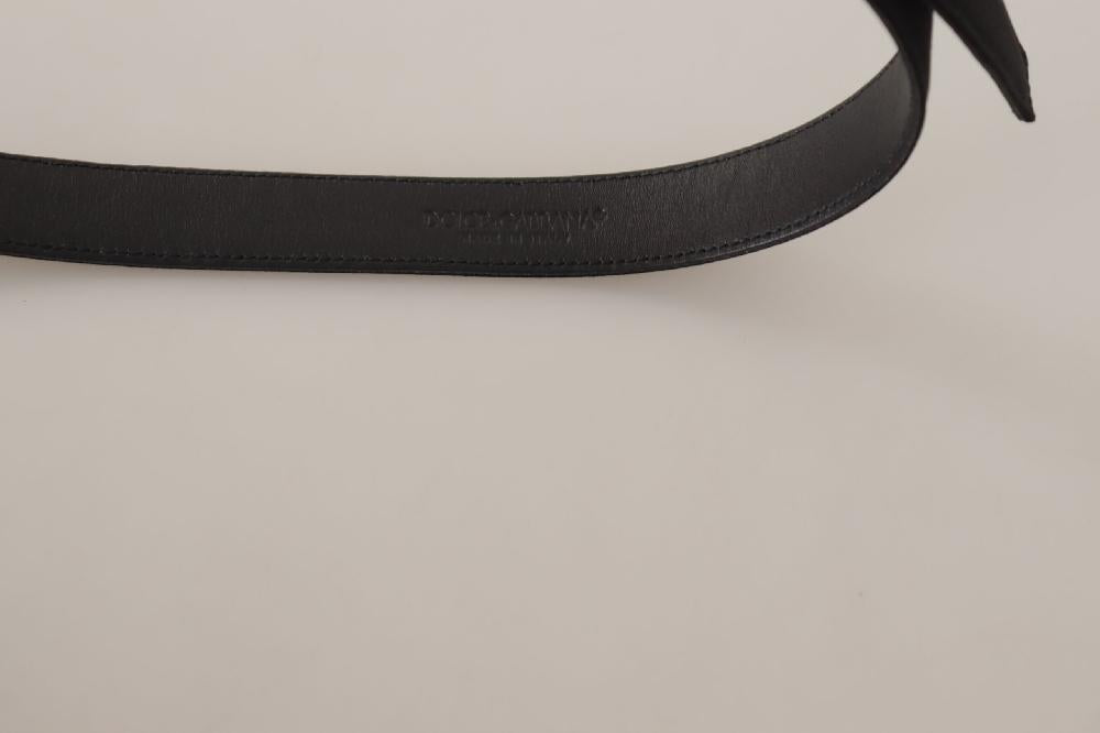 Black Calfskin Leather Vintage Metal Buckle Belt - 75-cm-30-inches