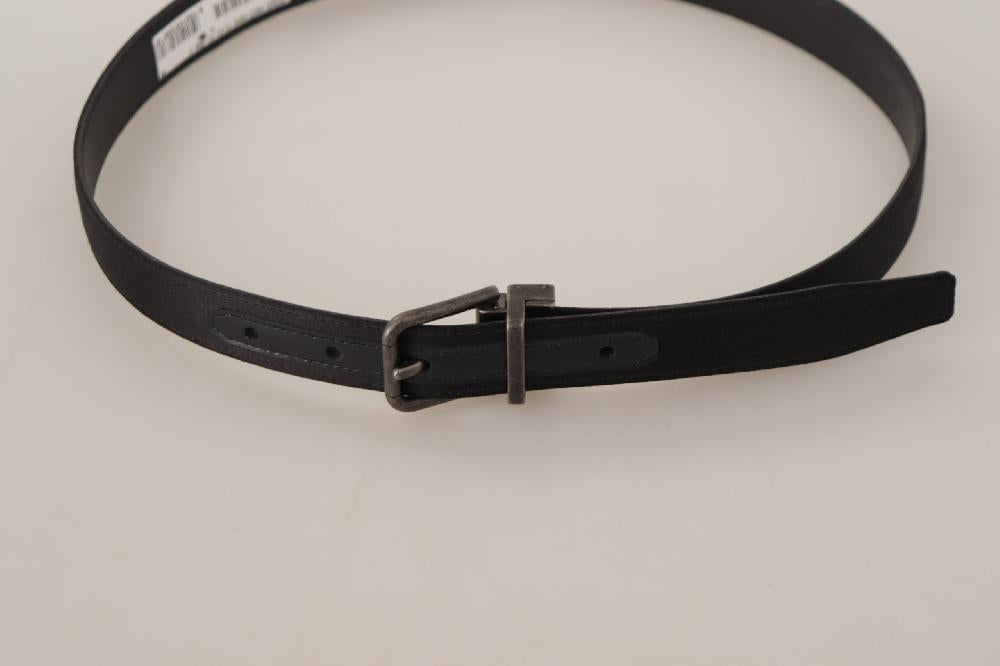 Black Calfskin Leather Vintage Metal Buckle Belt - 75-cm-30-inches