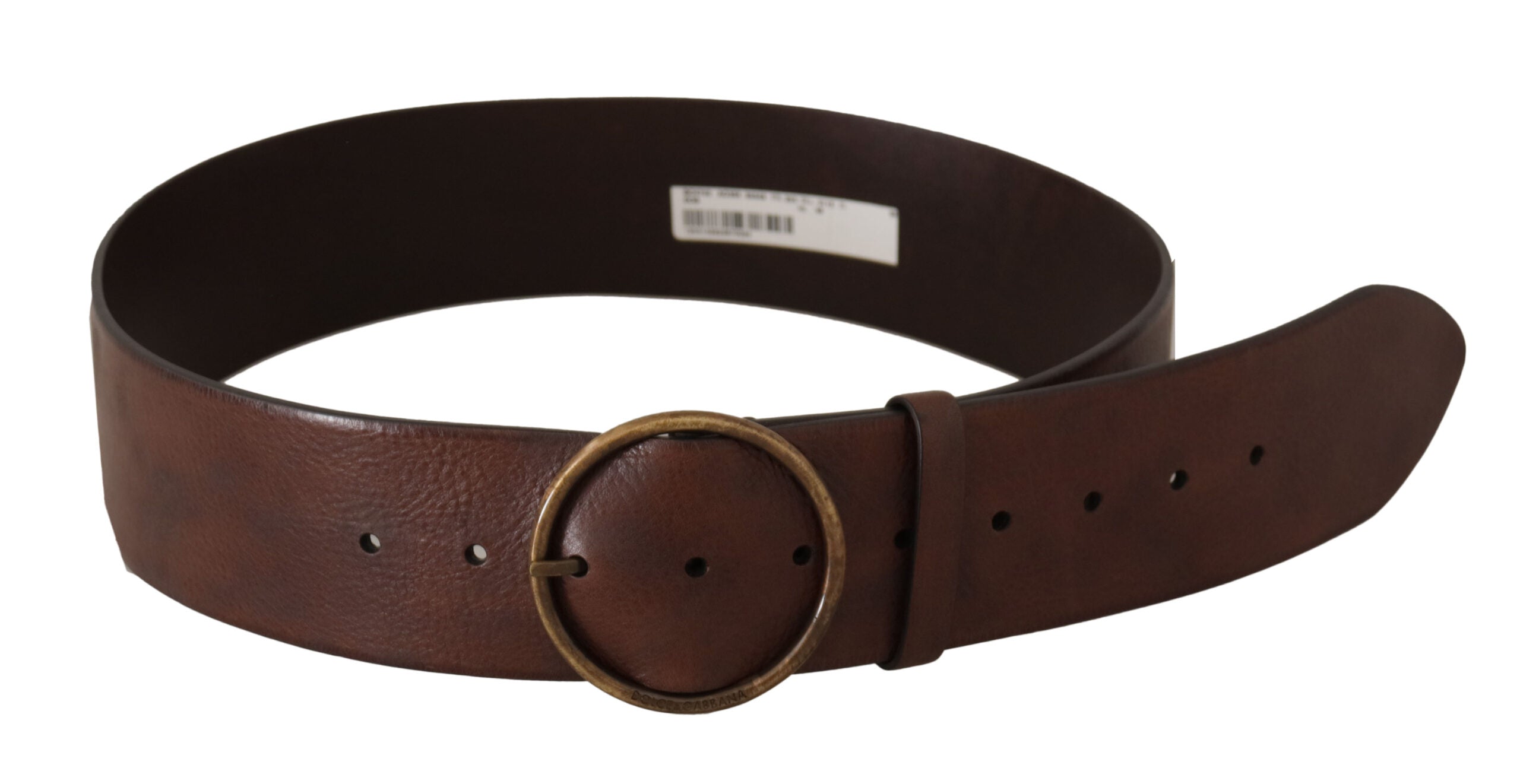 Dark Brown Wide Waist Le... Metal Round Buckle Belt - 90-cm-36-inches