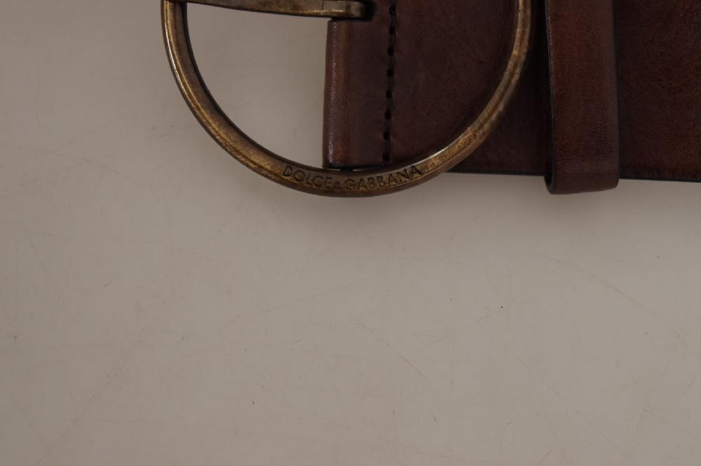 Dark Brown Wide Waist Le... Metal Round Buckle Belt - 90-cm-36-inches