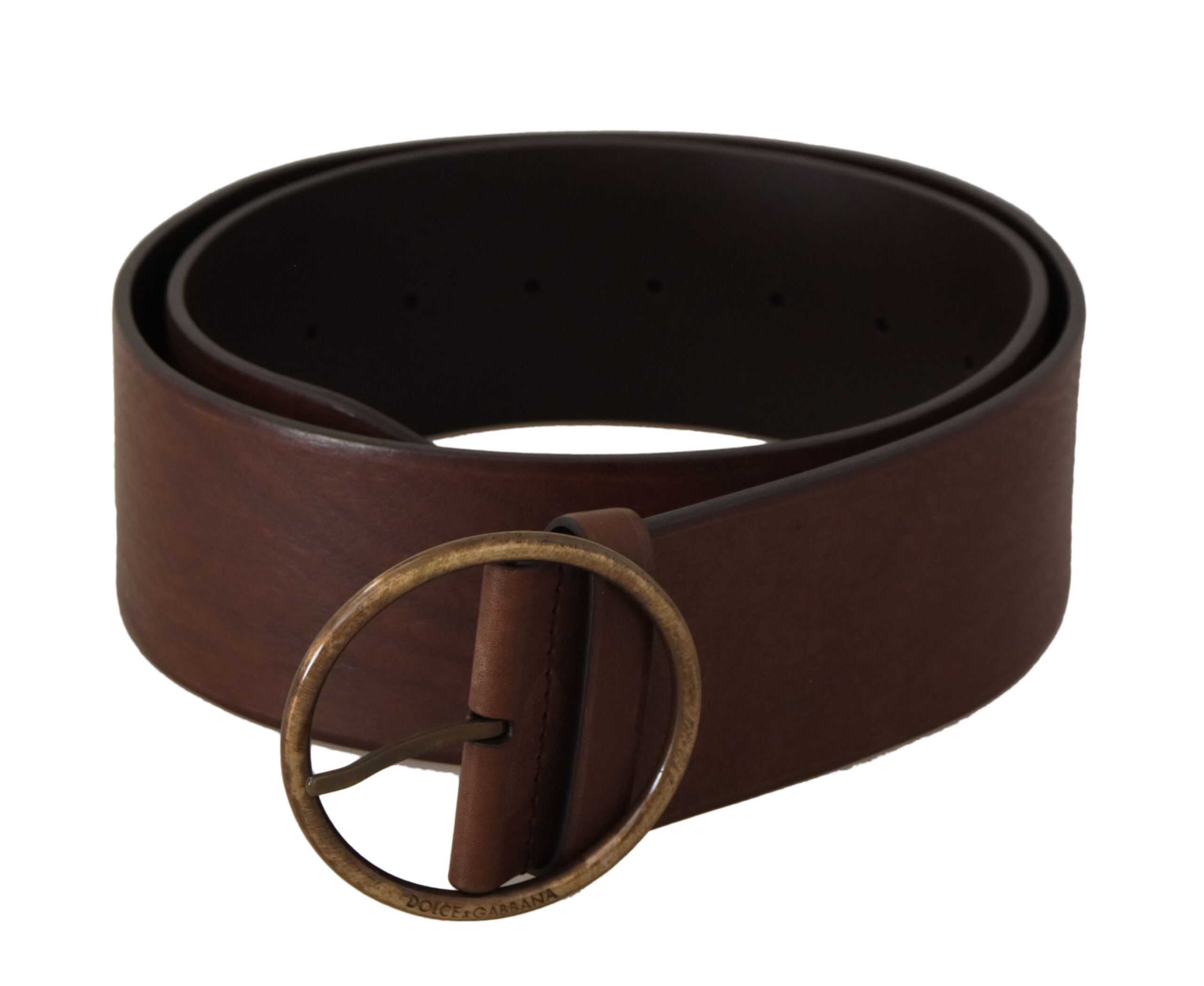 Brown Leather Wide Waist... Metal Round Buckle Belt - 90-cm-36-inches