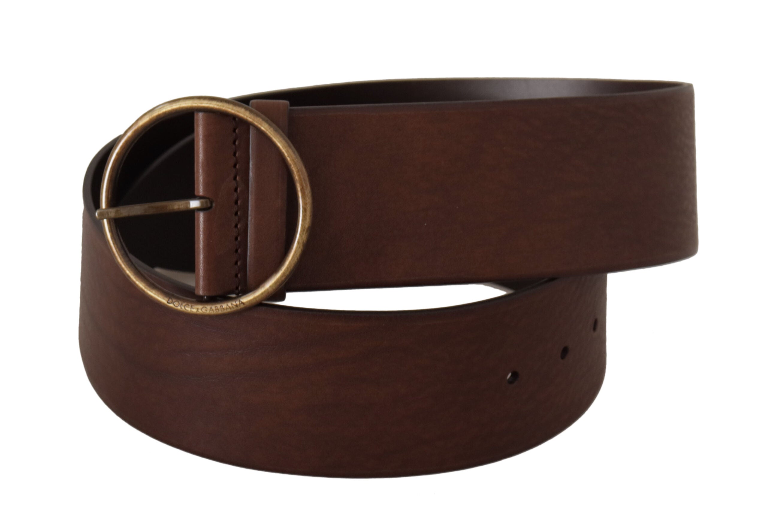 Brown Leather Wide Waist... Metal Round Buckle Belt - 90-cm-36-inches