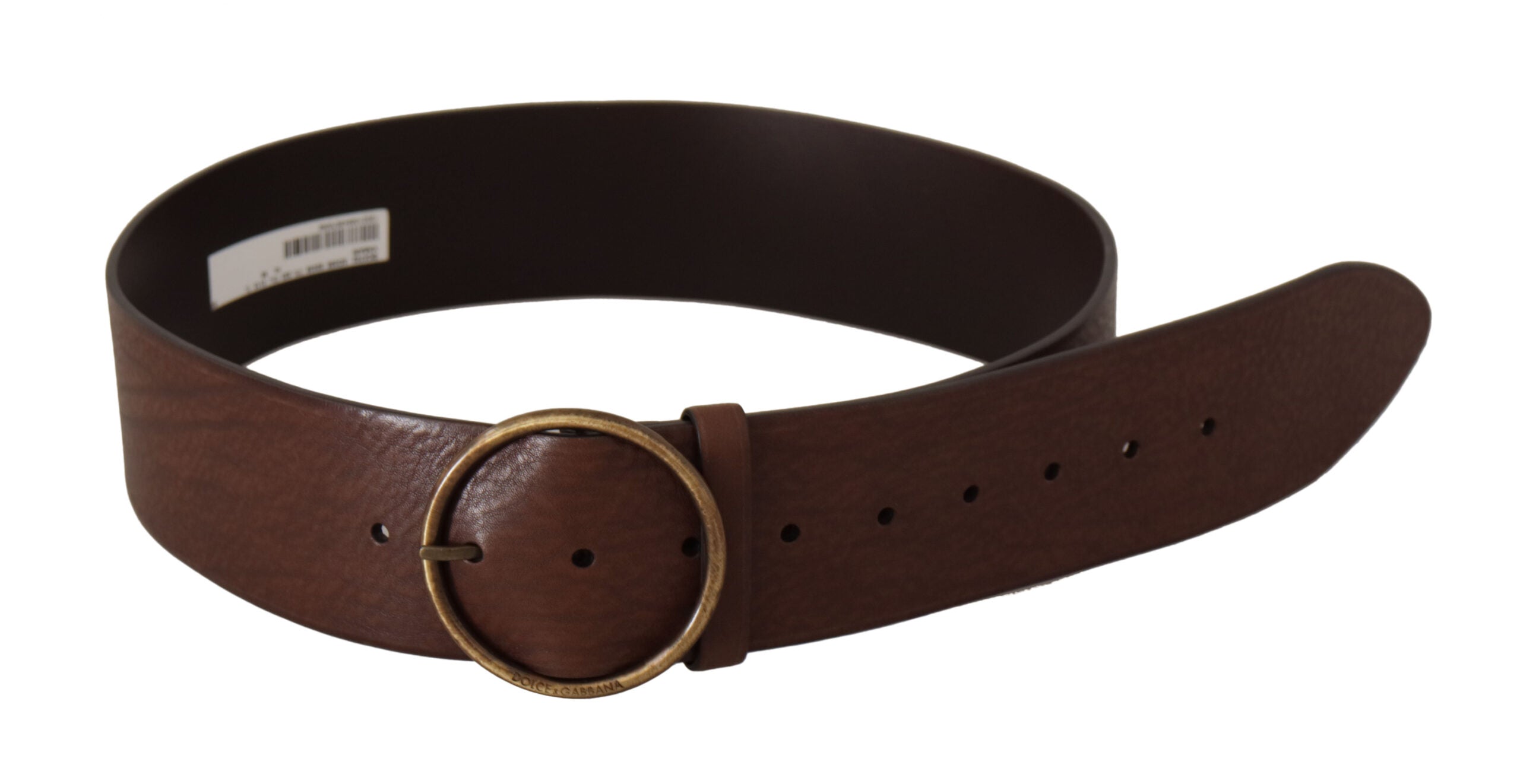 Brown Leather Wide Waist... Metal Round Buckle Belt - 90-cm-36-inches