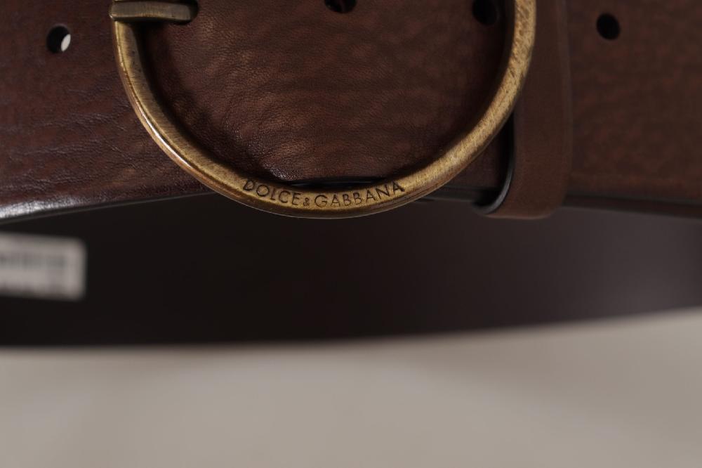 Brown Leather Wide Waist... Metal Round Buckle Belt - 90-cm-36-inches