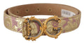 Rose Pink Jacquard DG Logo Gold Metal Buckle Belt - 75-cm-30-inches