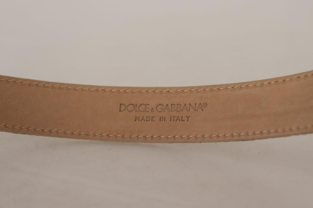 Rose Pink Jacquard DG Logo Gold Metal Buckle Belt - 75-cm-30-inches