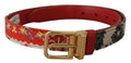 Multicolor Majolica Patchwork Gold Metal Buckle Belt - 75-cm-30-inches