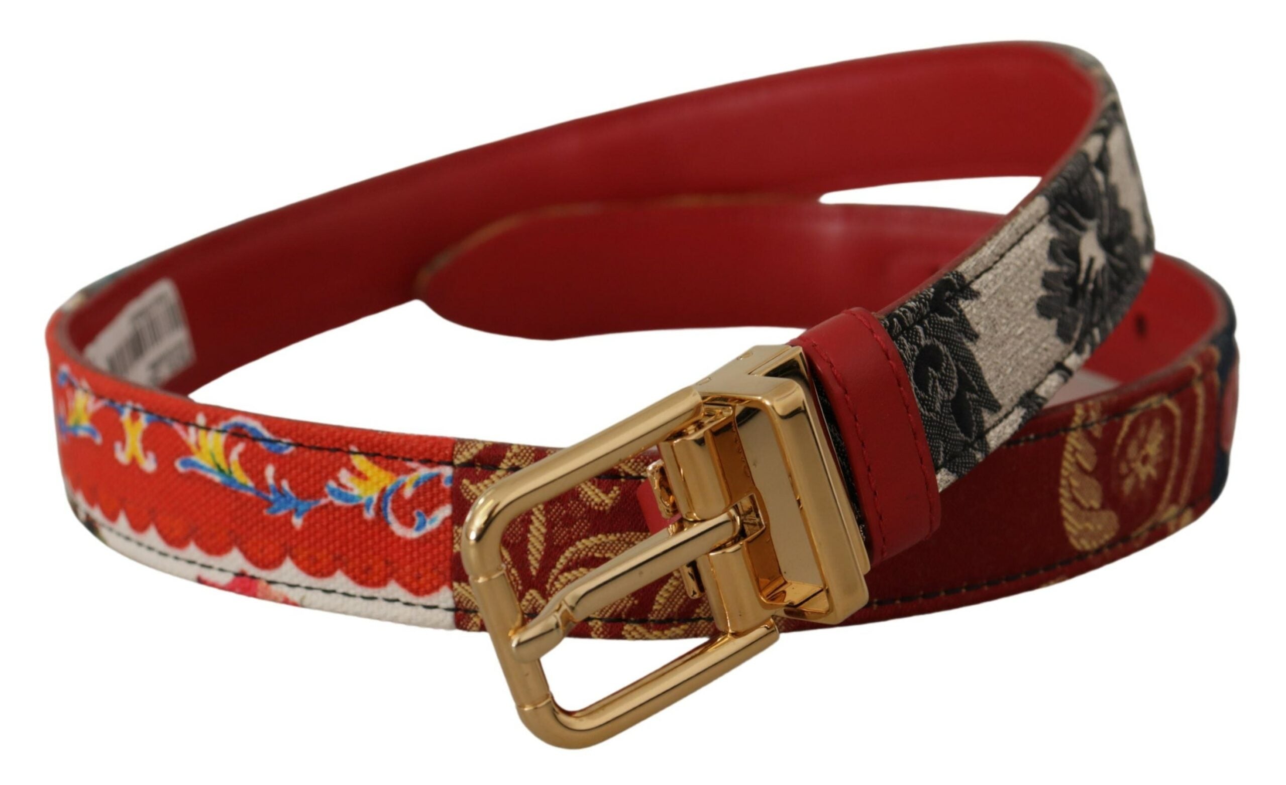 Multicolor Majolica Patchwork Gold Metal Buckle Belt - 75-cm-30-inches