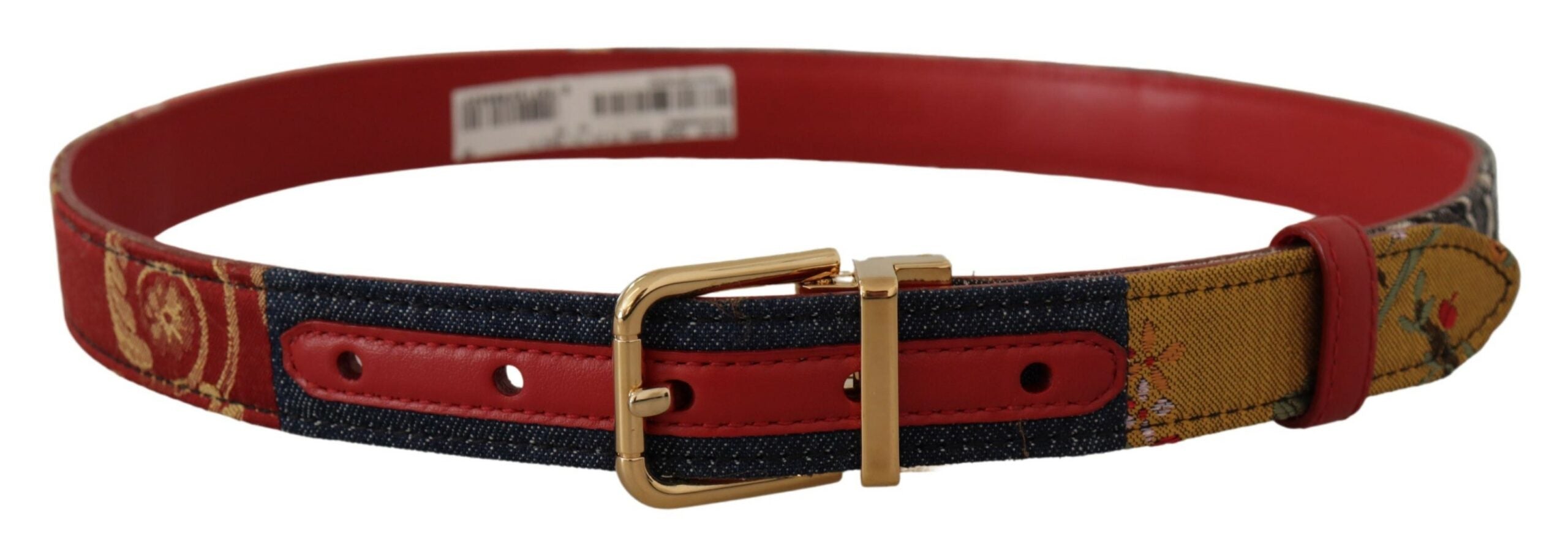 Multicolor Majolica Patchwork Gold Metal Buckle Belt - 75-cm-30-inches