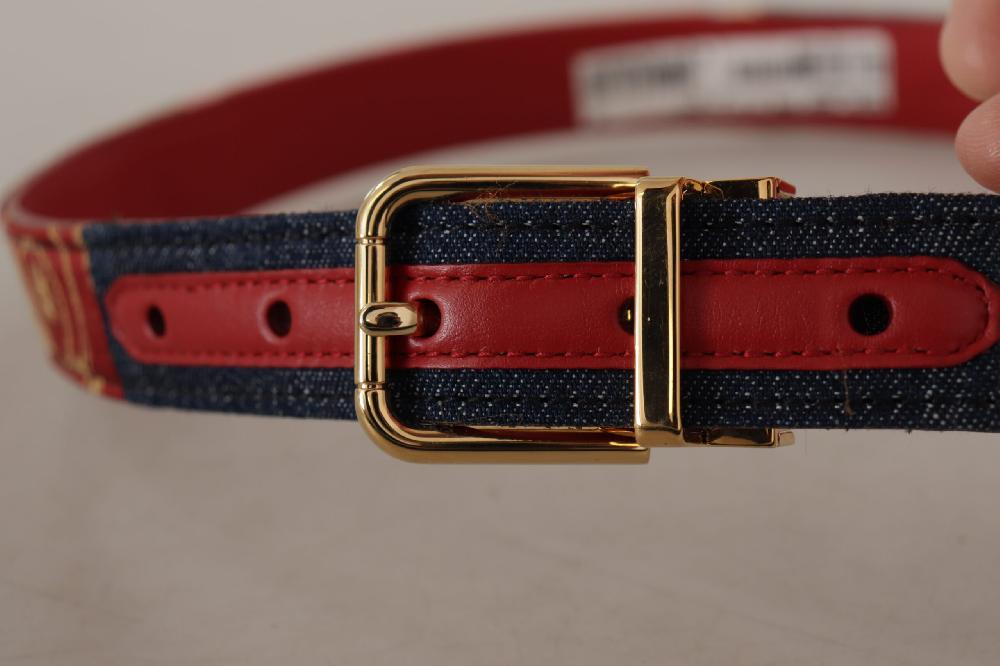 Multicolor Majolica Patchwork Gold Metal Buckle Belt - 75-cm-30-inches