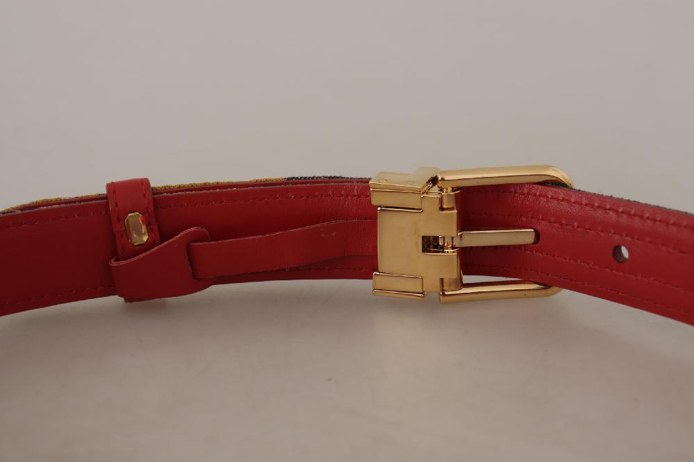 Multicolor Majolica Patchwork Gold Metal Buckle Belt - 75-cm-30-inches