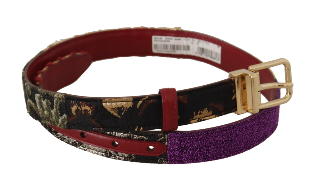 Multicolor Patchwork Leather Gold Metal Buckle Belt - 75-cm-30-inches