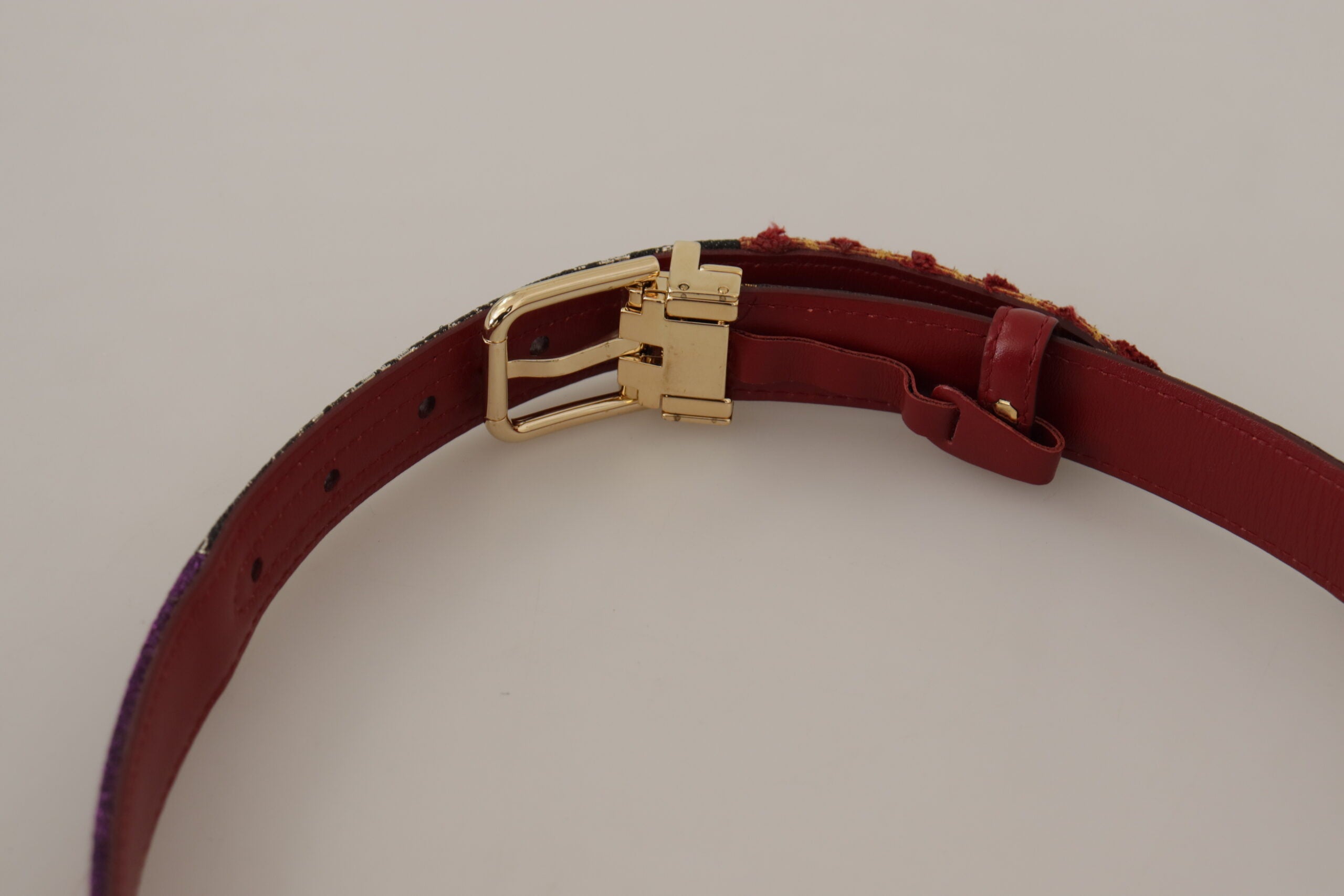 Multicolor Patchwork Leather Gold Metal Buckle Belt - 75-cm-30-inches