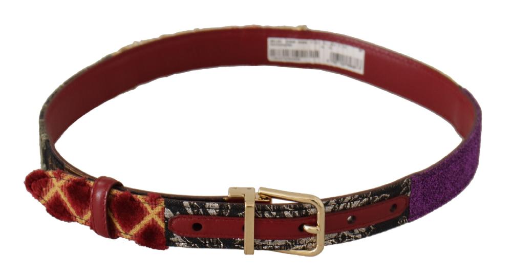 Multicolor Patchwork Leather Gold Metal Buckle Belt - 75-cm-30-inches
