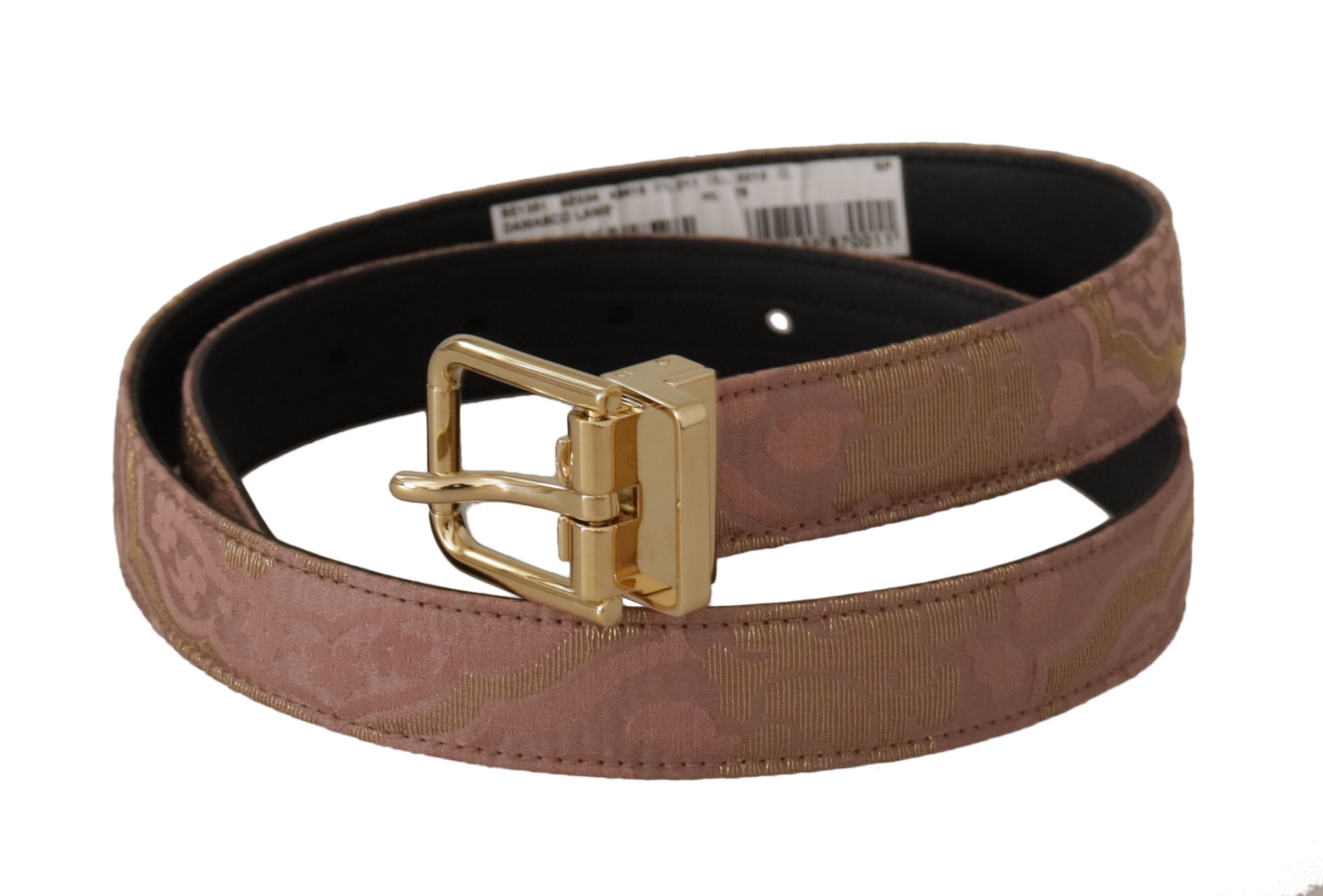 Rose Gold Leather Logo Engraved Metal Buckle Belt - 75-cm-30-inches