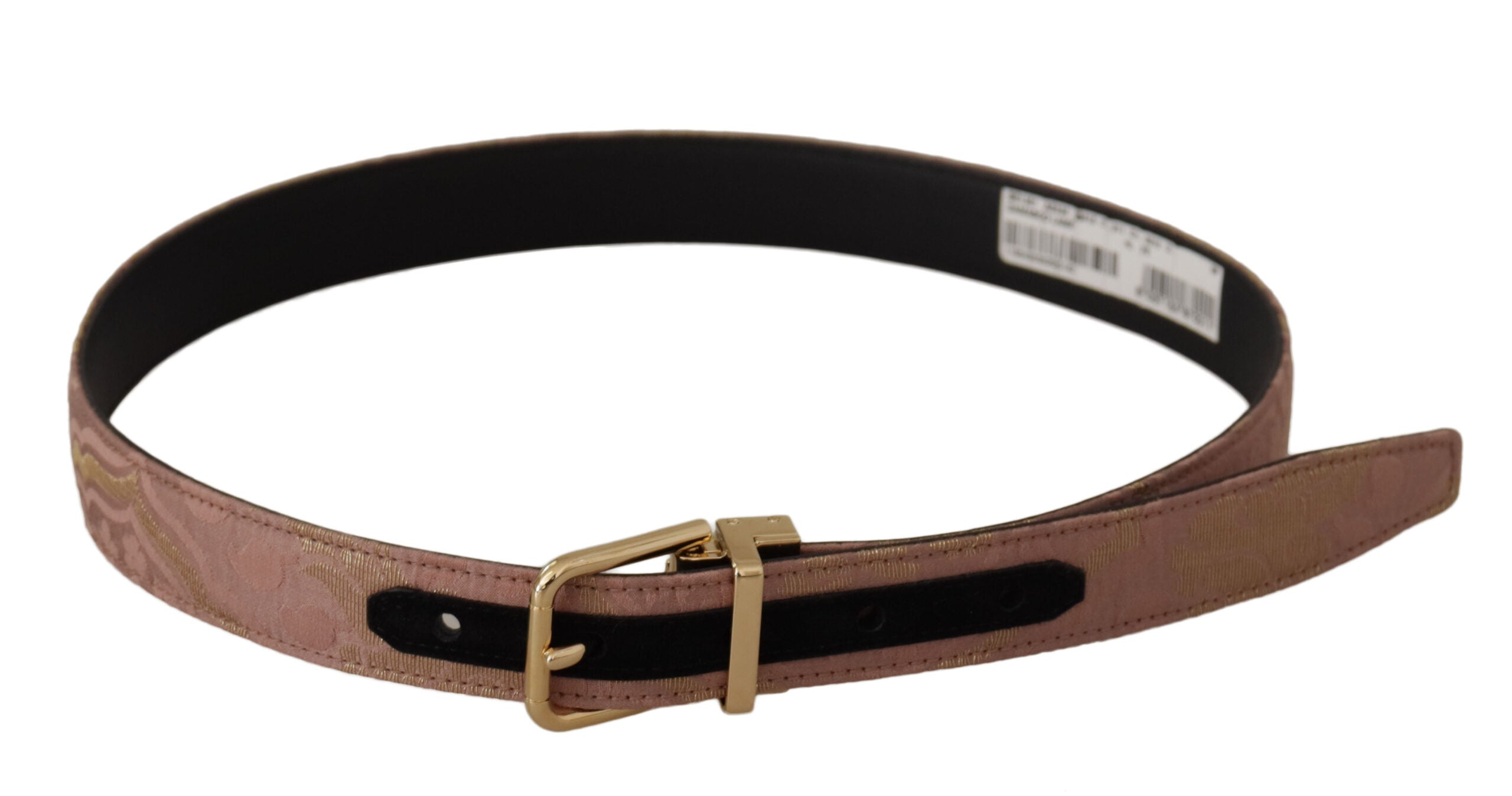 Rose Gold Leather Logo Engraved Metal Buckle Belt - 75-cm-30-inches
