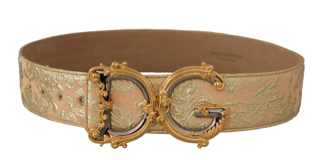 Gold Wide Waist Jacquard Baroque DG Logo Buckle Belt - 75-cm-30-inches