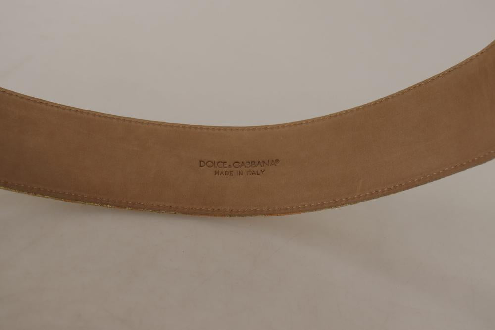 Gold Wide Waist Jacquard Baroque DG Logo Buckle Belt - 75-cm-30-inches