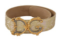Pink Wide Waist Jacquard...go Gold Logo Buckle Belt - 75-cm-30-inches