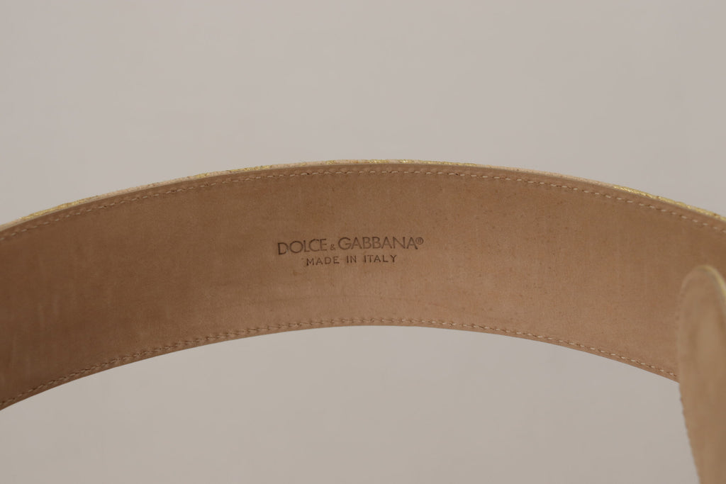 Pink Wide Waist Jacquard...go Gold Logo Buckle Belt - 75-cm-30-inches