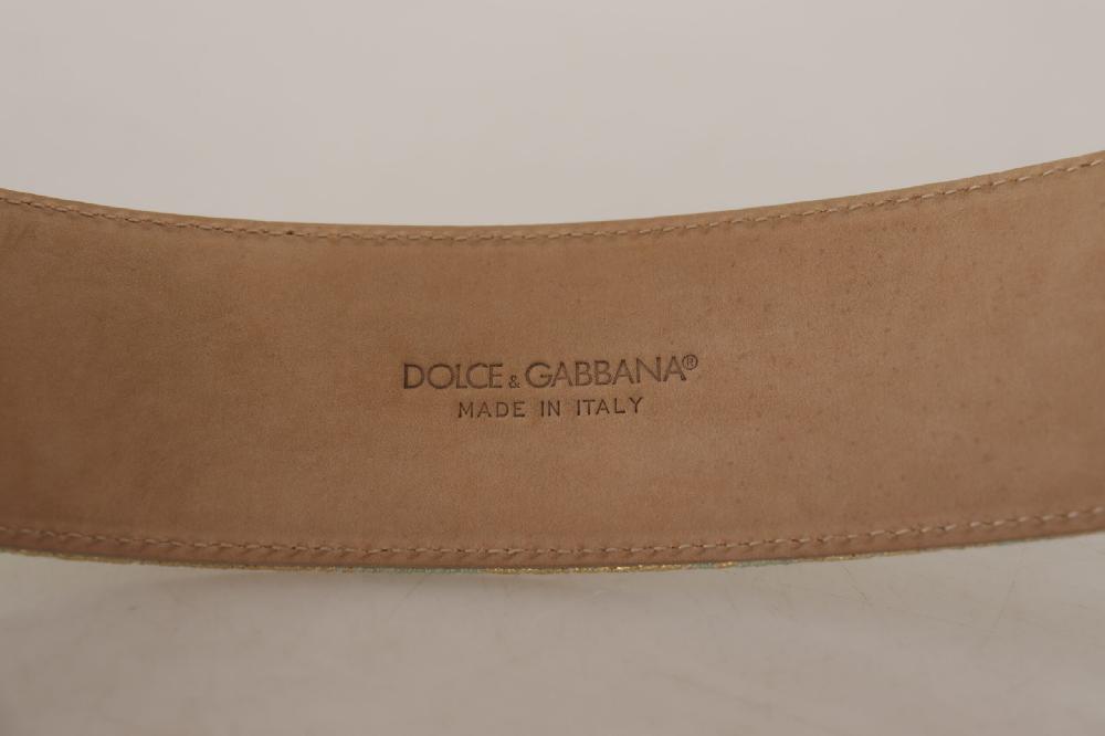 Green Wide Brocade Jacqu...G Logo Gold Buckle  Belt - 75-cm-30-inches