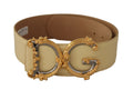 Beige Wide Waist Leather DG Logo Baroque Buckle Belt - 75-cm-30-inches