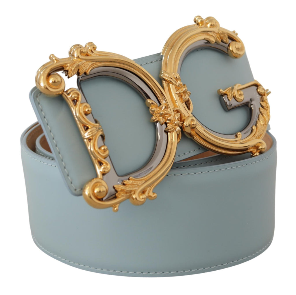 Blue Leather Wide Waist ...Baroque Gold Buckle Belt - 75-cm-30-inches