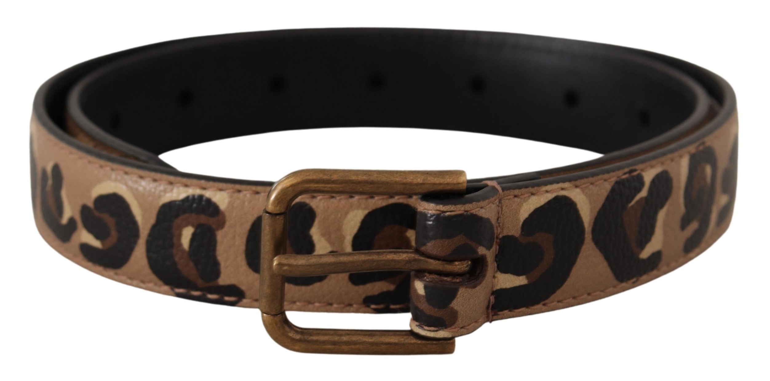 Brown Leopard Print Vintage Metal Waist Buckle Belt - 65-cm-26-inches