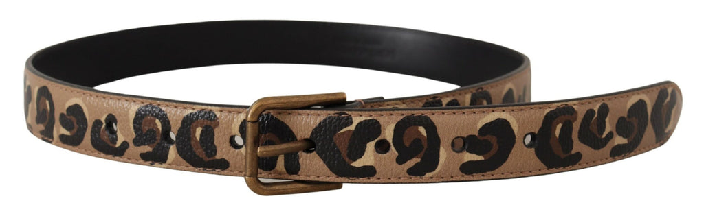 Brown Leopard Print Vintage Metal Waist Buckle Belt - 65-cm-26-inches