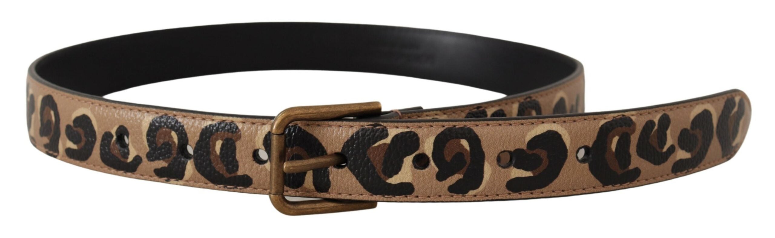 Brown Leopard Print Vintage Metal Waist Buckle Belt - 65-cm-26-inches