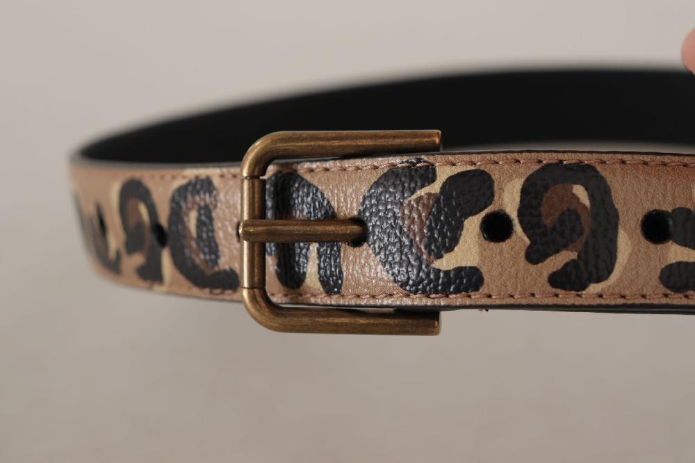 Brown Leopard Print Vintage Metal Waist Buckle Belt - 65-cm-26-inches