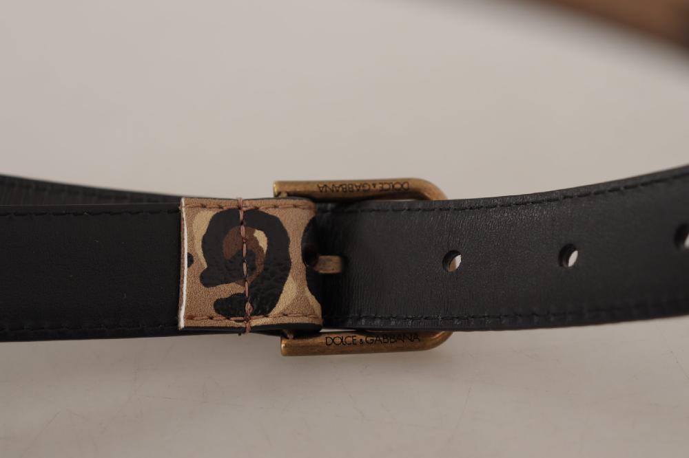 Brown Leopard Print Vintage Metal Waist Buckle Belt - 65-cm-26-inches