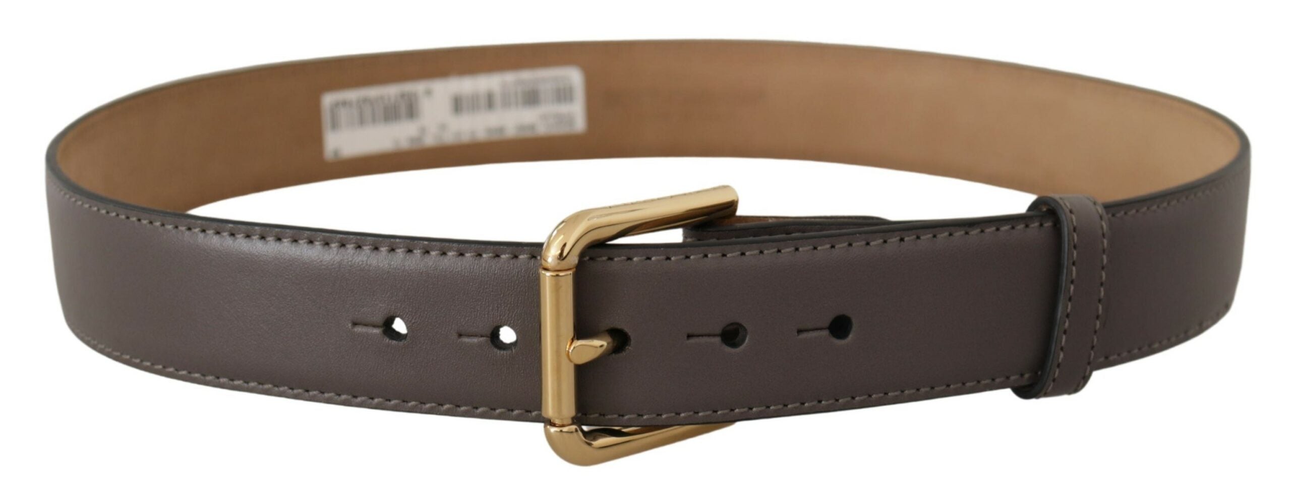 Gray Calfskin Leather Gold Metal Logo Buckle Belt - 70-cm-28-inches