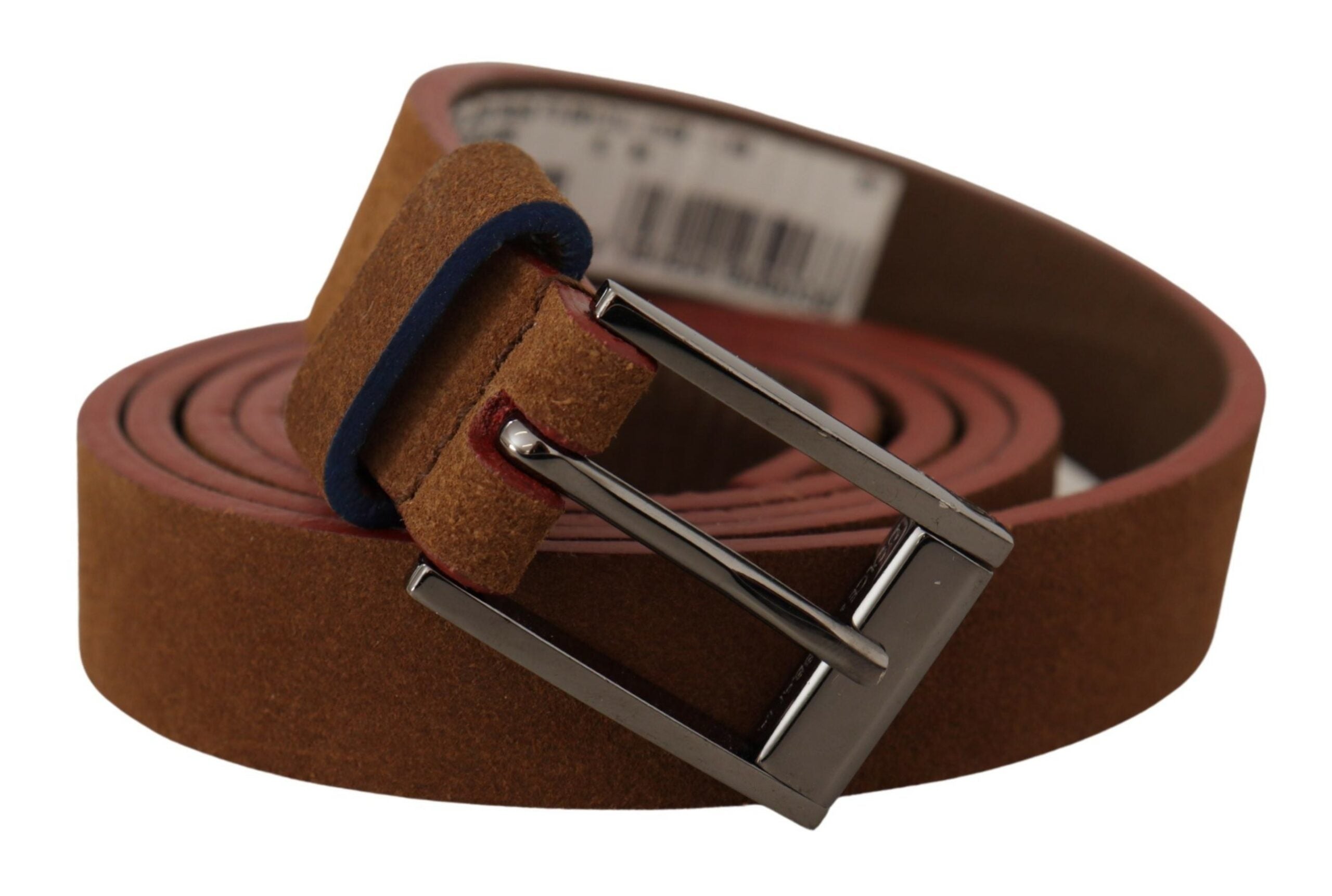Brown Logo Engraved Metal Waist Buckle Belt - 90-cm-36-inches
