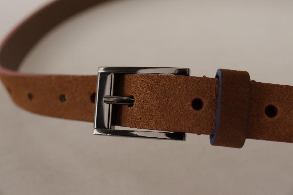 Brown Logo Engraved Metal Waist Buckle Belt - 90-cm-36-inches
