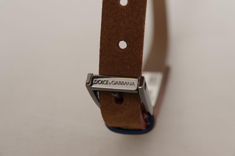 Brown Logo Engraved Metal Waist Buckle Belt - 90-cm-36-inches